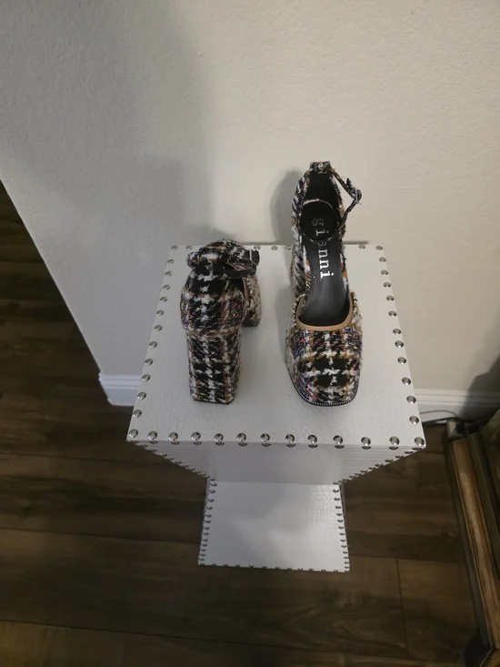 Gianni Bini Multicolor Tweed Platform Sandals - Picture 2 of 3